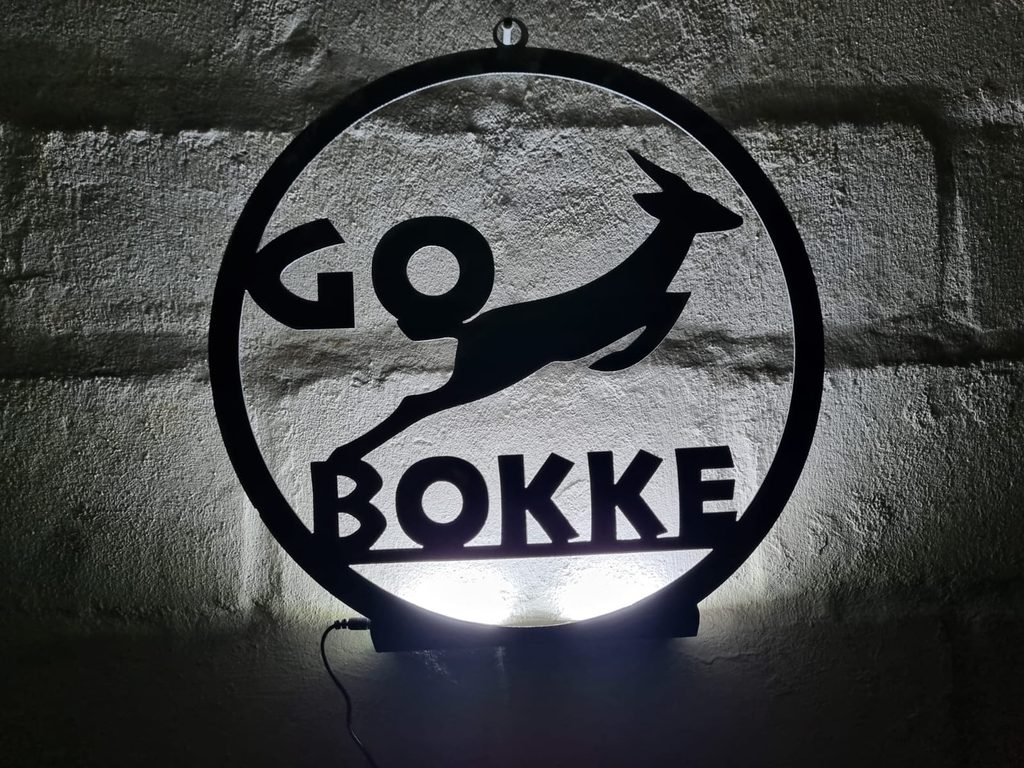 Illuminated Go Bokke steel sign