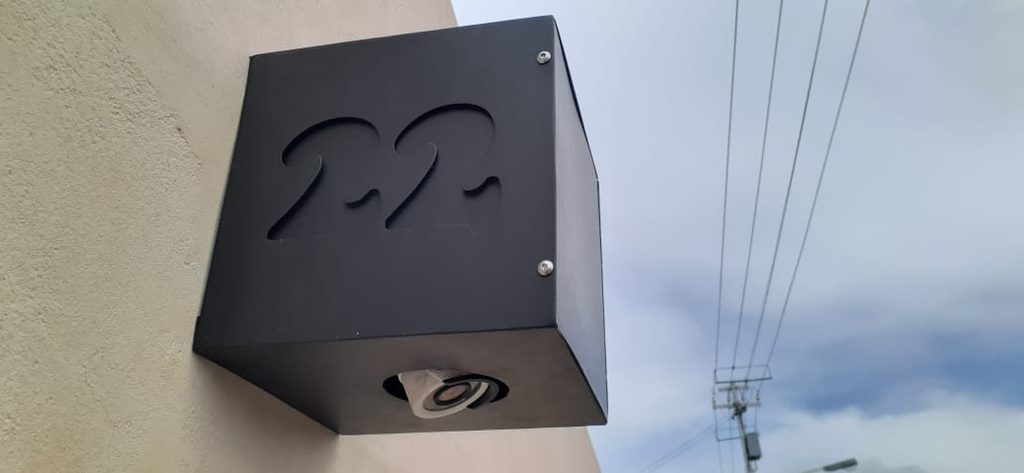 Custom steel house-number box