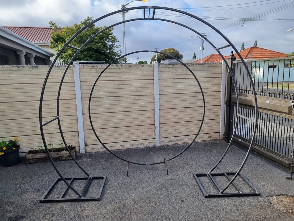 Large circular steel backdrop frame